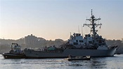 Guided Missile Destroyer USS John S. McCain (DDG 56) Departing Dry Dock ...