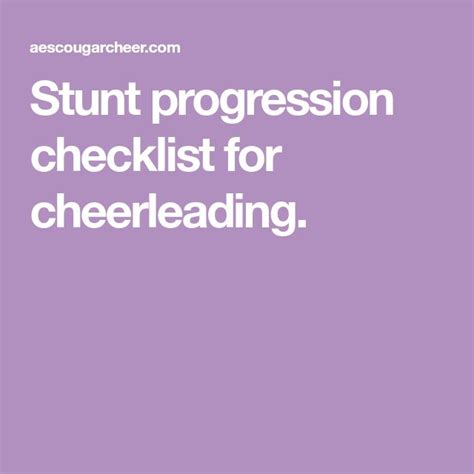 Stunt Progression Checklist For Cheerleading Stunts Cheer Stunts