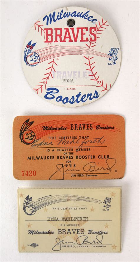 Lot Detail 1950s Milwaukee Braves Booster Pins And Card Lot Of 3 W
