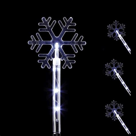 16 Led Outdoor Cool White Christmas Snowflake Path Lights Battery Buy