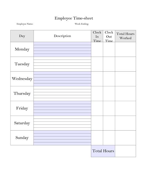 5 Best Images Of Printable Employee Time Card Template Free Printable