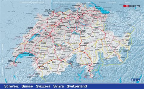 Switzerland Sbb Train Network Map Swiss Travel Train Travel Swiss