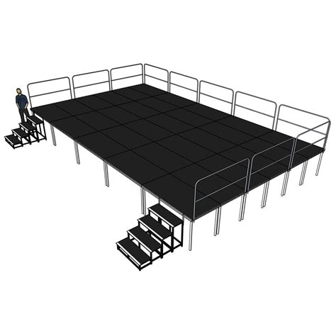 10m X 6m X 1000mm Portable Stage System With Railings Stage Concepts