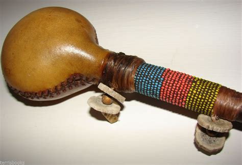 Vintage Navajo Beaded Leather Rattle Native American Rare Old Musical