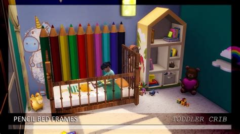 Pencil Bed Frames Doublesingletoddler Crib At Enure Sims Sims 4 Updates