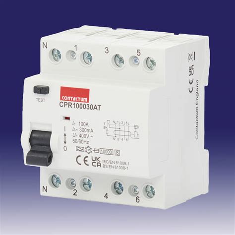 100 Amp 300ma 4 Pole Rcd Type A With Time Delay Contactum Cpr100030at