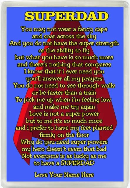 Personalised Super Dad Poem Jumbo Magnet Ideal Birthday Fathers Day T 969 £450 Picclick Uk