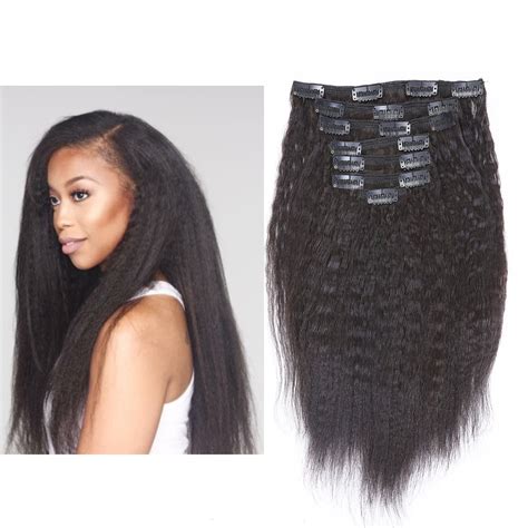 Buy Anrosa Yaki Kinky Straight Clip Ins Extensions Human Hair Thick Afro Kinky Clip In Extension