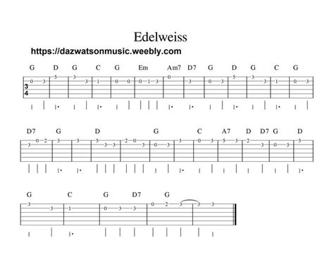 Edelweiss Easy Classical Guitar Tab Guitartuneronline Learn Guitar