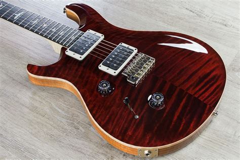prs paul reed smith custom 24 left handed electric guitar flame maple 10 top hard case red tiger
