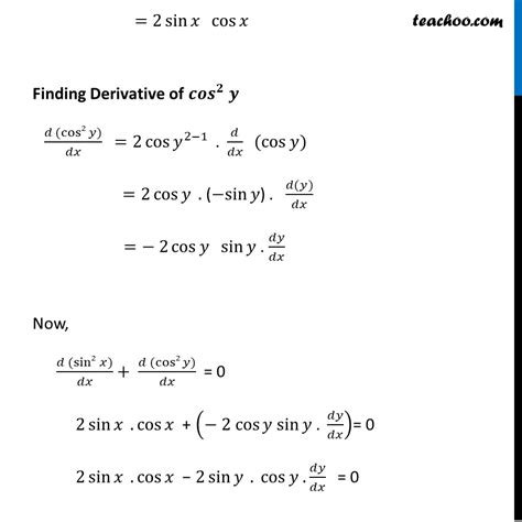 ex 5 3 8 find dy dx in sin2 x cos2 y 1 class 12
