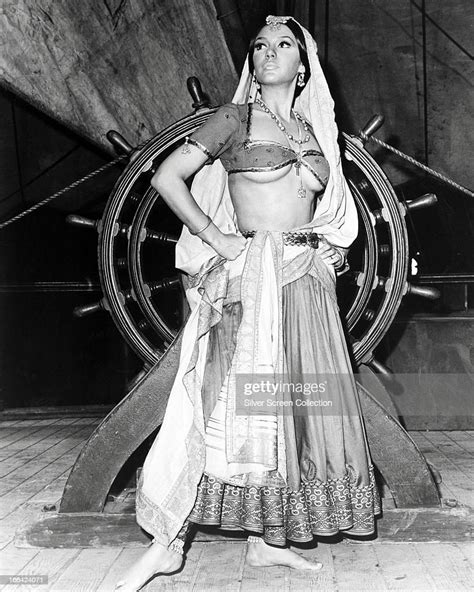American Actress Mary Ann Mobley Wearing A Harem Outfit On The Deck