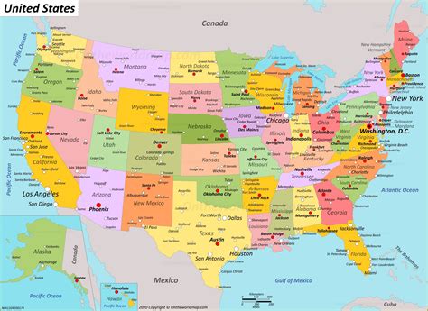 Map Of Usa With States And Cities Riset