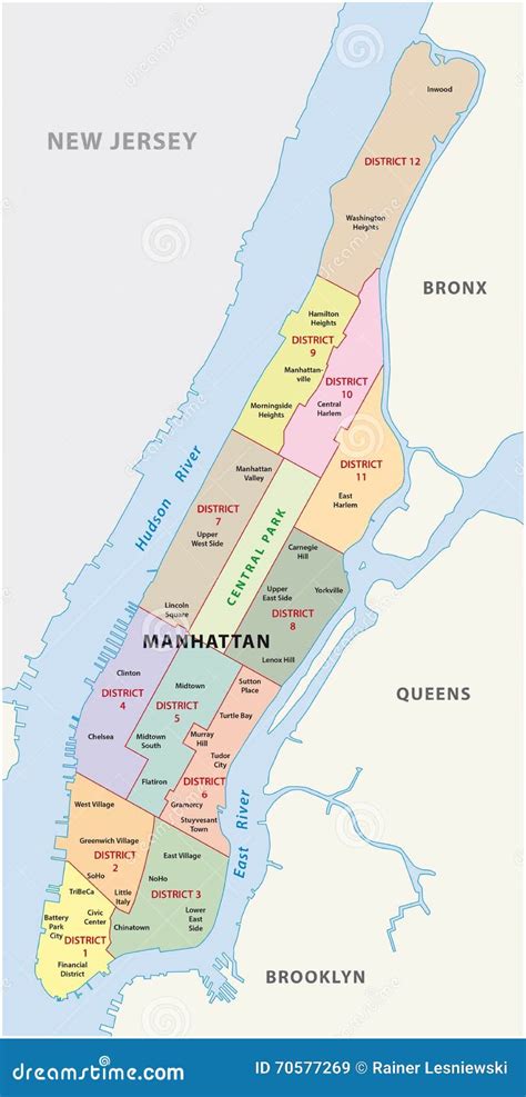 Manhattan Administrative Map Stock Illustration Image 70577269
