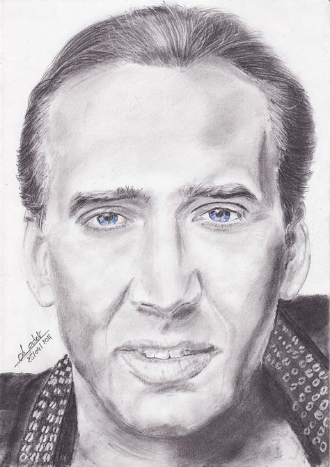 Nicolas Cage Drawing By Annie Godet