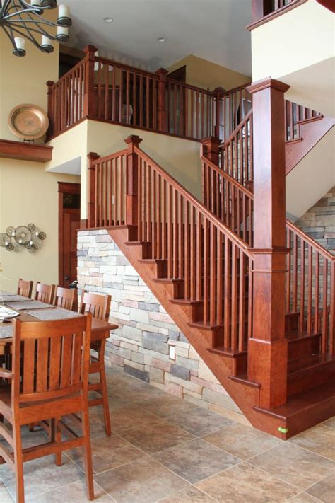 Stair Systems Craftsman Style Staircase Dark Stain With Light