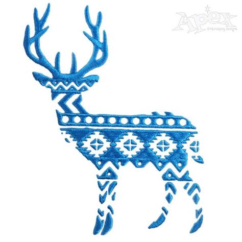 Deer Reindeer Aztec Embroidery Design Print Embroidery