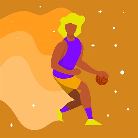 Flar Basketball Player Dribble Ball Vector Illustration 259545 Vector