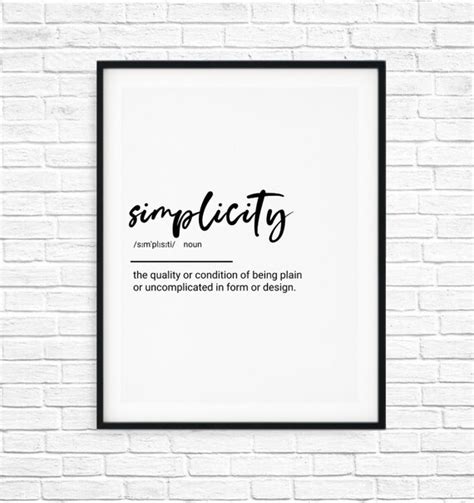 Simplicity Definition Quote Printable Wall Art Bedroom Wall Etsy