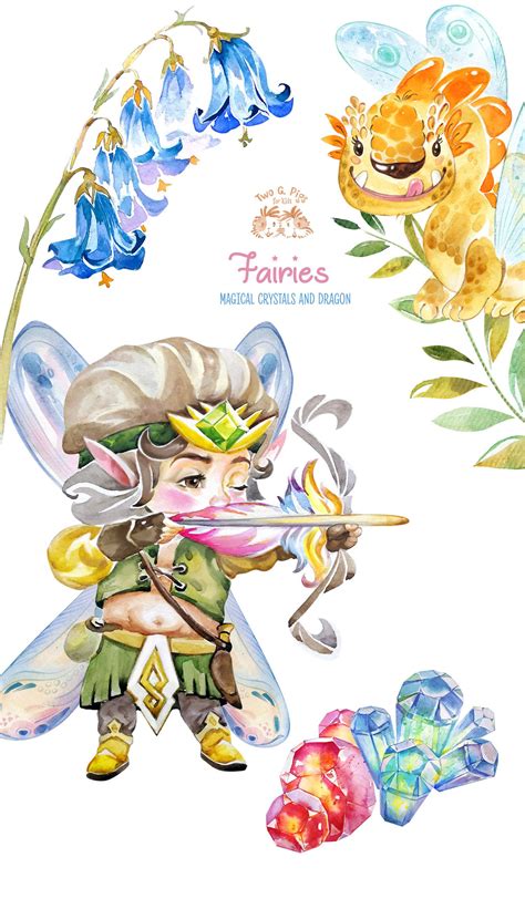 Fairies Watercolor Magic Clipart Little Fairies Dragon