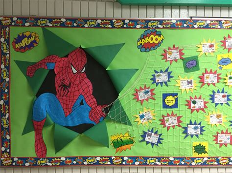 Spider Man Bulletin Board For Our Superhero Theme Superhero Classroom