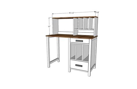 Nail hardboard to the back of the hutch. Ana White | Desk Hutch for File Cubby Base Desk with ...