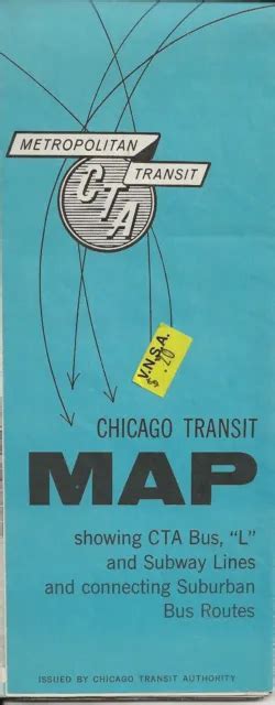1959 Cta Chicago Transit Authority Map Showing Cta Bus L And Subway