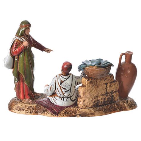 Scene With Characters At The Market Nativity Figurine 10cm Moranduzzo