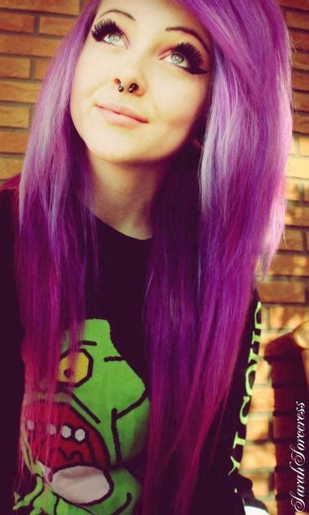 Purple Hair And Septum Piercing Scene Girl Hair Purple Hair