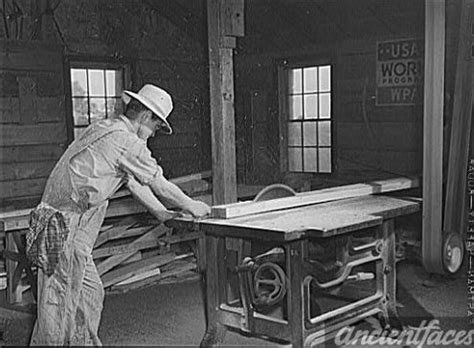 Sawing board in woodworking shop. Community service center, Centerville
