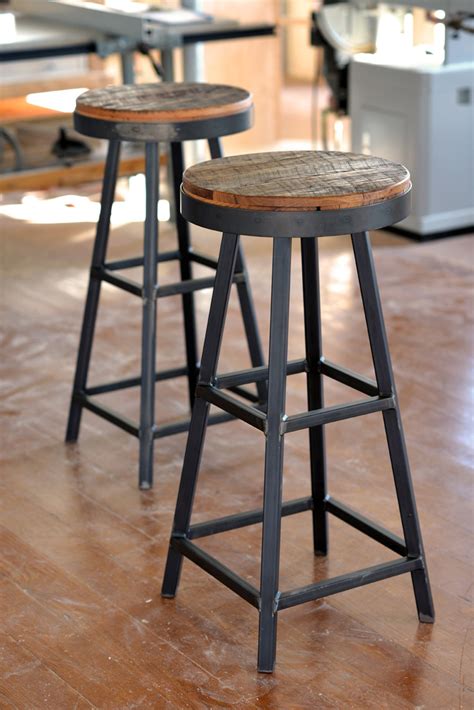 The standard height of a kitchen island is 91 centimeters or 36 inches. Barnboard & Steel Bar Stools | BespokeBug