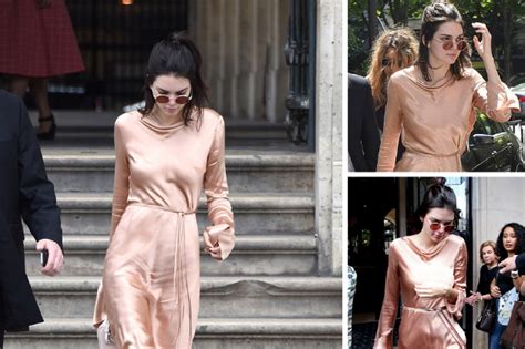 Braless Kendall Jenner Shows Off Her Ni Ple Piercing In A Pink Satin