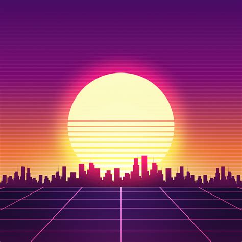 2932x2932 Retrowave City Sunset Minimal 4k Ipad Pro Retina Display Hd