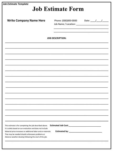 Construction Estimate Template Free Download — Db