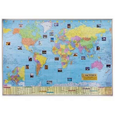 English Laminated Paper World Political And Physical Map Size 70 X 100