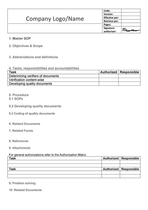 37 Best Standard Operating Procedure Sop Templates Riset