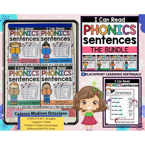 i can read phonics sentences workbook complete set with personalized cover and name tracing