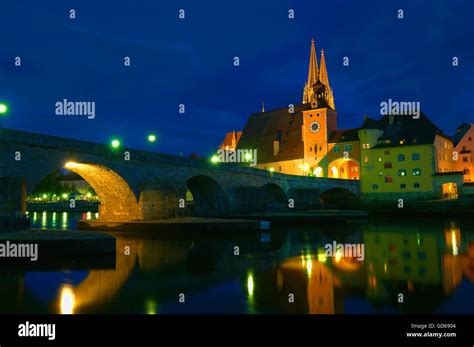 Regensburg St Peters Cathedral Stone Bridge Bruecktor Gate Danube