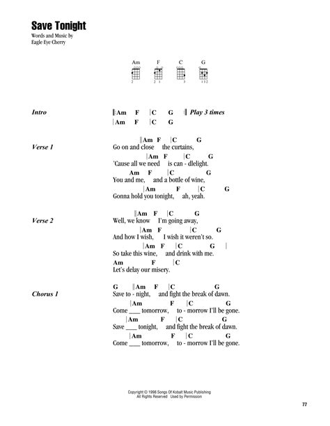 Eagle Eye Cherry Save Tonight Sheet Music Notes Chords Sheet Music