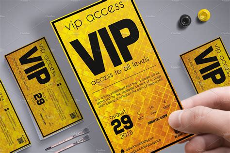 Golden Style Vip Pass Card Photoshop Templates ~ Creative Market