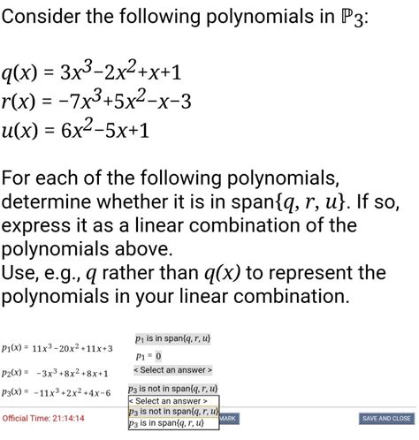 Solved Consider The Following Polynomials In P3 Qx