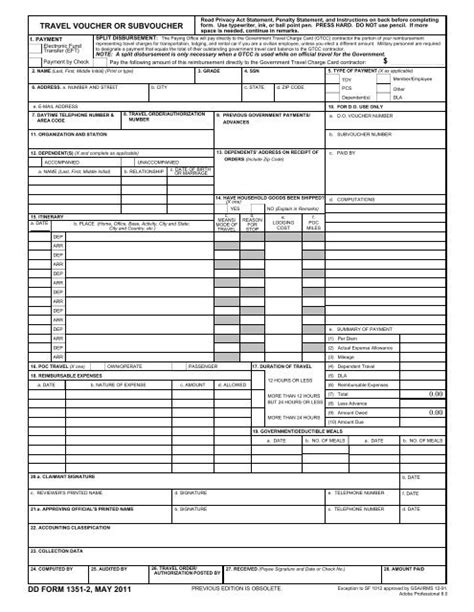 Army Travel Voucher Dd Form 1351 2