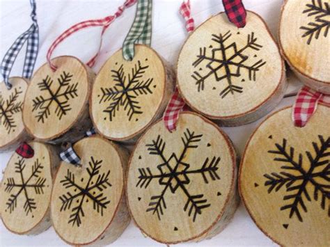 Set Of 3 Rustic Hand Etched Birch Snowflake Ornaments Wood Etsy