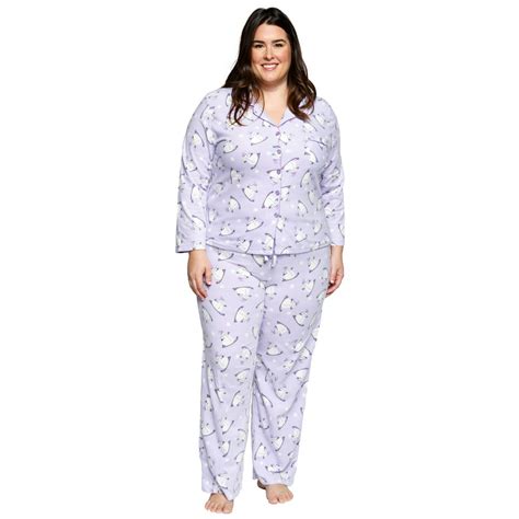 Xehar Womens Plus Size Sleepwear Long Sleeve Snowmen Pajamas Pjs Set