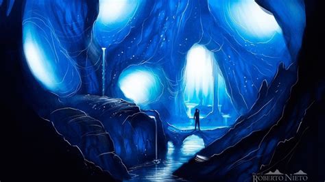 Ice Landscapes Caves Silhouettes Fantasy Art Artwork Rivers Cavern Mystical Abstract Wallpaper