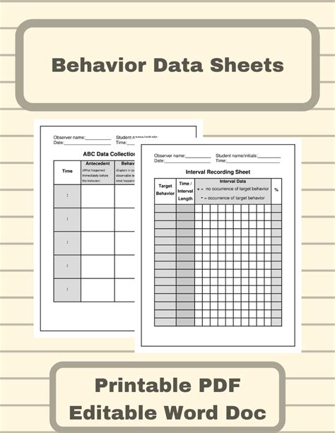 Need Behavior Data Sheets For Your Clinic Or Classroom Look No Further