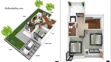 denah rumah minimalis  lantai modern sederhana  helloshabby