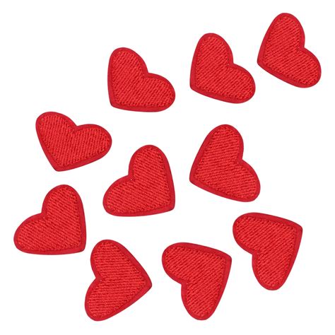 mayitr 10pcs love red heart iron on patch sewn on embroidered applique patch clothes stickers