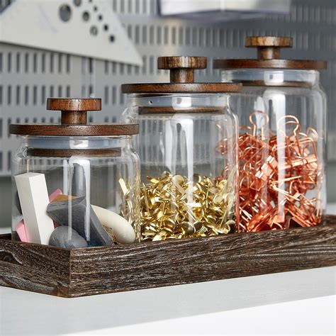 Artisan Glass Canisters With Walnut Lids The Container Store