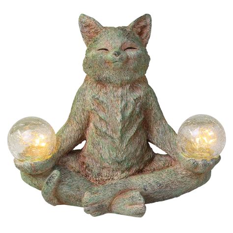 Solar Meditating Cat Garden Sculpture What On Earth